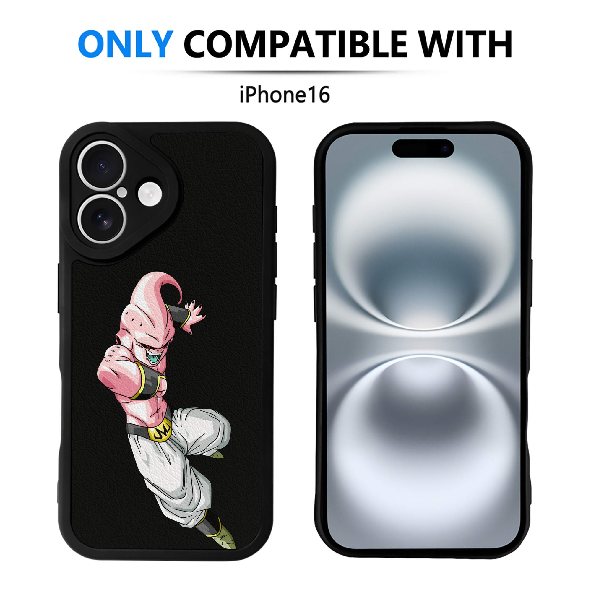 （画像用） ドラゴンボール 魔人ブウ DRAGON BALL Majin Buu 【iPhone 16シリーズ対応】シリコンスマホケース（レザー調） 材質：シリコン